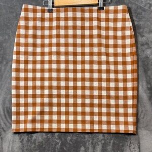 Ann Taylor Tan and Cream Checkered Pencil Skirt